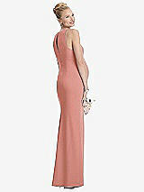 Rear View Thumbnail - Desert Rose Sleeveless Halter Maternity Dress with Front Slit