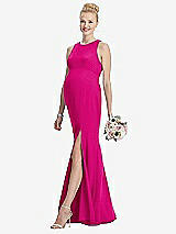 Front View Thumbnail - Think Pink Sleeveless Halter Maternity Dress with Front Slit