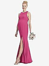 Front View Thumbnail - Tea Rose Sleeveless Halter Maternity Dress with Front Slit