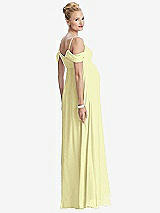 Rear View Thumbnail - Butter Yellow Draped Cold-Shoulder Chiffon Maternity Dress