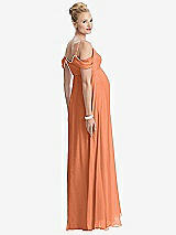 Rear View Thumbnail - Sweet Melon Draped Cold-Shoulder Chiffon Maternity Dress