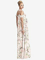 Rear View Thumbnail - Blush Garden Draped Cold-Shoulder Chiffon Maternity Dress