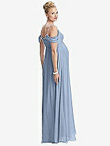 Rear View Thumbnail - Cloudy Draped Cold-Shoulder Chiffon Maternity Dress