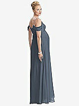 Rear View Thumbnail - Silverstone Draped Cold-Shoulder Chiffon Maternity Dress