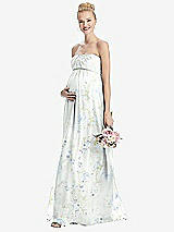 Front View Thumbnail - Bleu Garden Strapless Chiffon Shirred Skirt Maternity Dress