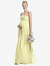 Front View Thumbnail - Butter Yellow Strapless Chiffon Shirred Skirt Maternity Dress