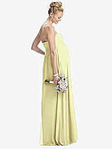 Rear View Thumbnail - Butter Yellow Strapless Chiffon Shirred Skirt Maternity Dress