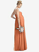 Rear View Thumbnail - Sweet Melon Strapless Chiffon Shirred Skirt Maternity Dress