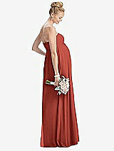 Rear View Thumbnail - Amber Sunset Strapless Chiffon Shirred Skirt Maternity Dress