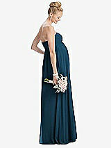 Rear View Thumbnail - Atlantic Blue Strapless Chiffon Shirred Skirt Maternity Dress