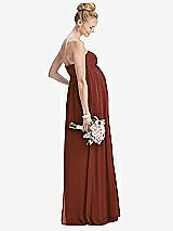 Rear View Thumbnail - Auburn Moon Strapless Chiffon Shirred Skirt Maternity Dress