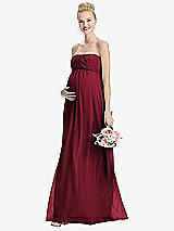 Front View Thumbnail - Burgundy Strapless Chiffon Shirred Skirt Maternity Dress