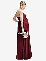 Rear View Thumbnail - Burgundy Strapless Chiffon Shirred Skirt Maternity Dress