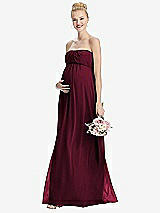 Front View Thumbnail - Cabernet Strapless Chiffon Shirred Skirt Maternity Dress