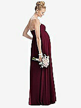 Rear View Thumbnail - Cabernet Strapless Chiffon Shirred Skirt Maternity Dress