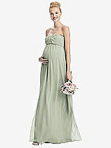 Front View Thumbnail - Celadon Strapless Chiffon Shirred Skirt Maternity Dress