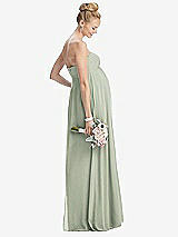 Rear View Thumbnail - Celadon Strapless Chiffon Shirred Skirt Maternity Dress