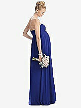 Rear View Thumbnail - Cobalt Blue Strapless Chiffon Shirred Skirt Maternity Dress