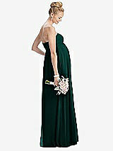 Rear View Thumbnail - Evergreen Strapless Chiffon Shirred Skirt Maternity Dress