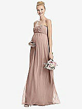 Front View Thumbnail - Neu Nude Strapless Chiffon Shirred Skirt Maternity Dress