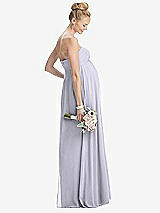 Rear View Thumbnail - Silver Dove Strapless Chiffon Shirred Skirt Maternity Dress