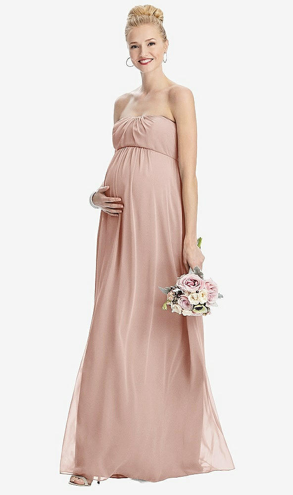 Front View - Toasted Sugar Strapless Chiffon Shirred Skirt Maternity Dress