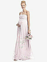 Front View Thumbnail - Watercolor Print Strapless Chiffon Shirred Skirt Maternity Dress