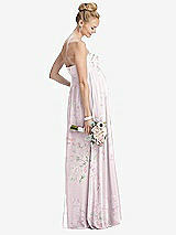 Rear View Thumbnail - Watercolor Print Strapless Chiffon Shirred Skirt Maternity Dress