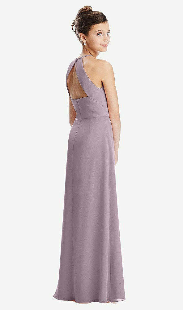 Front View - Lilac Dusk Shirred Jewel Neck Chiffon Juniors Dress