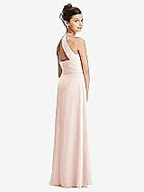 Front View Thumbnail - Blush Shirred Jewel Neck Chiffon Juniors Dress