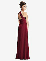 Front View Thumbnail - Burgundy Shirred Jewel Neck Chiffon Juniors Dress