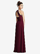 Front View Thumbnail - Cabernet Shirred Jewel Neck Chiffon Juniors Dress