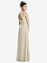 Front View Thumbnail - Champagne Shirred Jewel Neck Chiffon Juniors Dress