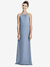 Rear View Thumbnail - Cloudy Shirred Jewel Neck Chiffon Juniors Dress