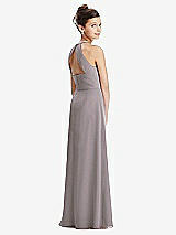 Front View Thumbnail - Cashmere Gray Shirred Jewel Neck Chiffon Juniors Dress