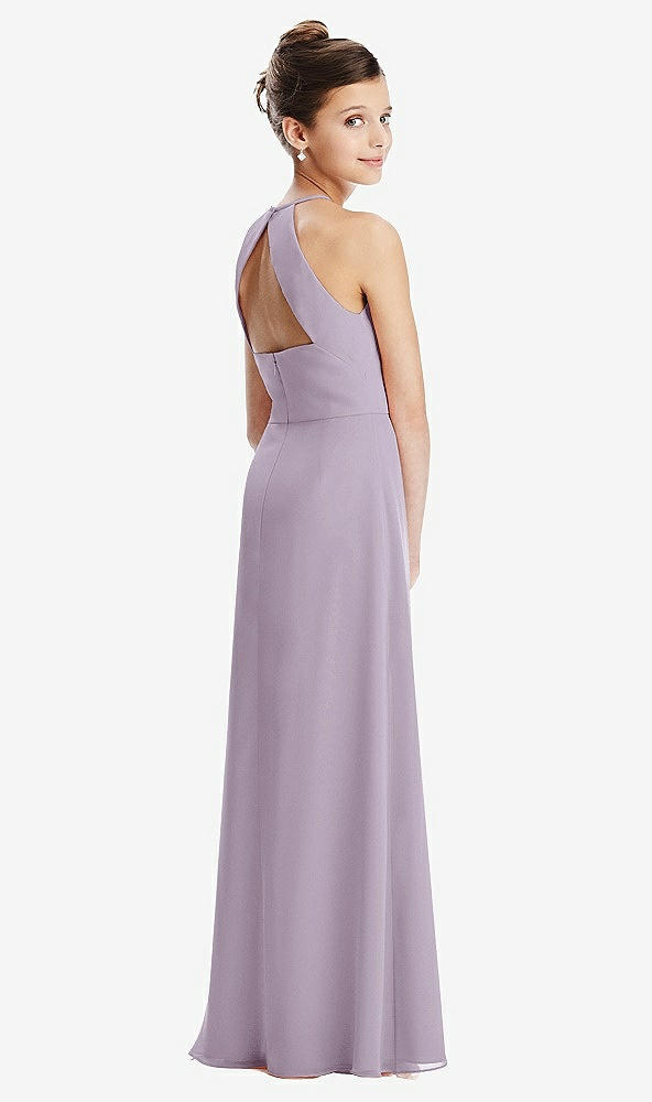 Front View - Lilac Haze Shirred Jewel Neck Chiffon Juniors Dress