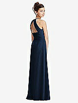 Front View Thumbnail - Midnight Navy Shirred Jewel Neck Chiffon Juniors Dress