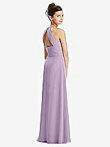 Front View Thumbnail - Pale Purple Shirred Jewel Neck Chiffon Juniors Dress