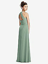 Front View Thumbnail - Seagrass Shirred Jewel Neck Chiffon Juniors Dress