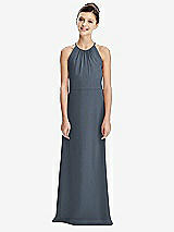 Rear View Thumbnail - Silverstone Shirred Jewel Neck Chiffon Juniors Dress