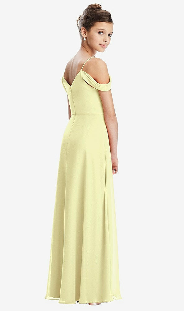 Back View - Butter Yellow Draped Cold Shoulder Chiffon Juniors Dress