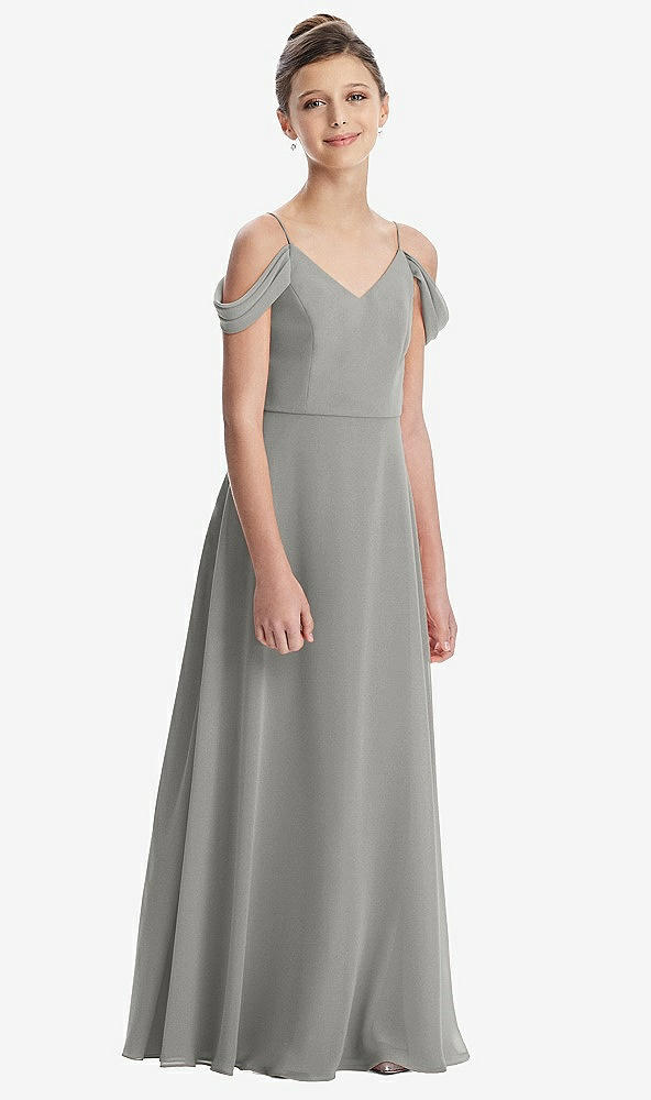 Front View - Chelsea Gray Draped Cold Shoulder Chiffon Juniors Dress