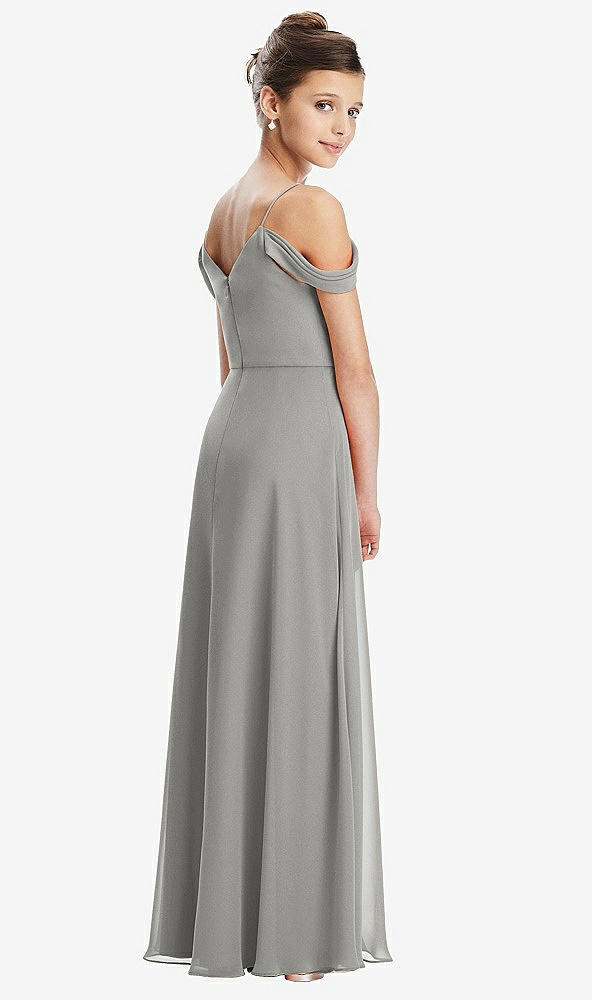 Back View - Chelsea Gray Draped Cold Shoulder Chiffon Juniors Dress