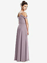 Rear View Thumbnail - Lilac Dusk Draped Cold Shoulder Chiffon Juniors Dress