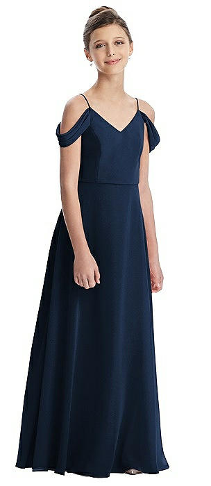 Draped Cold Shoulder Chiffon Juniors Dress