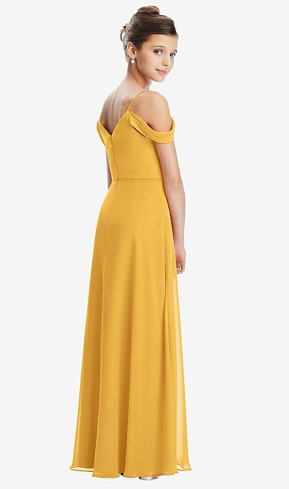 Back View - NYC Yellow Draped Cold Shoulder Chiffon Juniors Dress