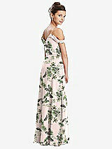 Rear View Thumbnail - Palm Beach Print Draped Cold Shoulder Chiffon Juniors Dress