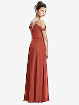 Rear View Thumbnail - Amber Sunset Draped Cold Shoulder Chiffon Juniors Dress