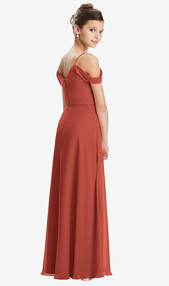 Back View - Amber Sunset Draped Cold Shoulder Chiffon Juniors Dress