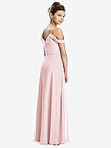 Rear View Thumbnail - Ballet Pink Draped Cold Shoulder Chiffon Juniors Dress